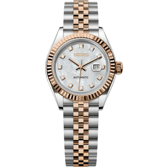 DATEJUST LADIES (2 Tone Rose Gold, White Gem)